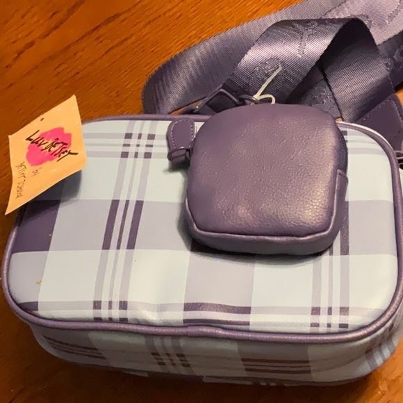 Betsey Johnson Luv Betsey Purple Plaid Mini-Crossbody Bag - Picture 3 of 3